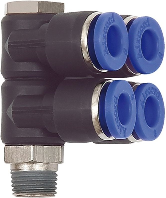 L-Mehrfachverteiler »Blaue Serie«, 4-fach, drehbar, R1/2 a. Ø12mm - Riegler