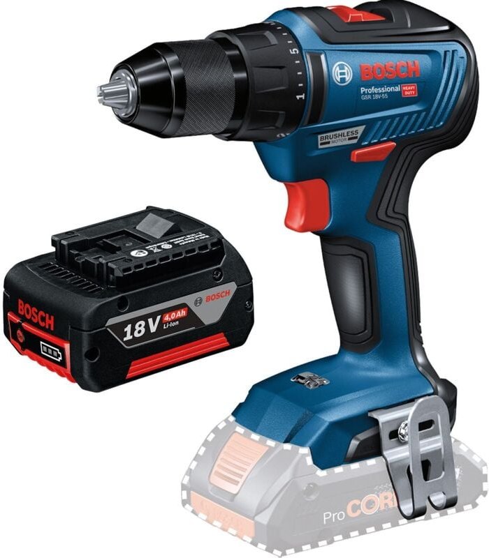 Akku-Bohrschrauber gsr 18V-55 / 1x 4,0 Ah Akku - Bosch