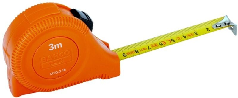 Maßband kurz mit Verriegelungs-Knopf, metrisch und Zoll 3 m - Bahco