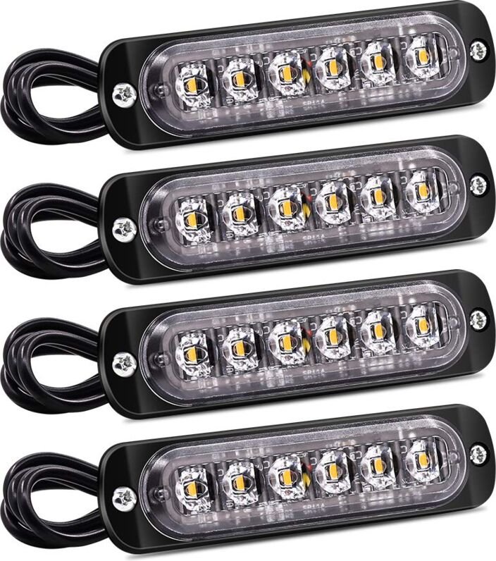 4-teilige Stroboskop-Seitenmarkierungsleuchten, 6-LED-Warnblinklichtleiste, bernsteinfarbenes Pannensignal, Notblinklich...