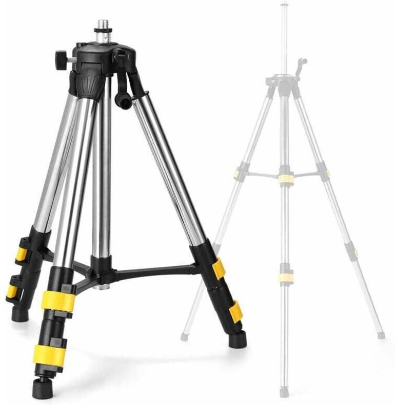 1,2 m dreifach höhenverstellbares Edelstahlstativ mit Verlängerungsstange für Laser-Wasserwaage mit Wasserwaage