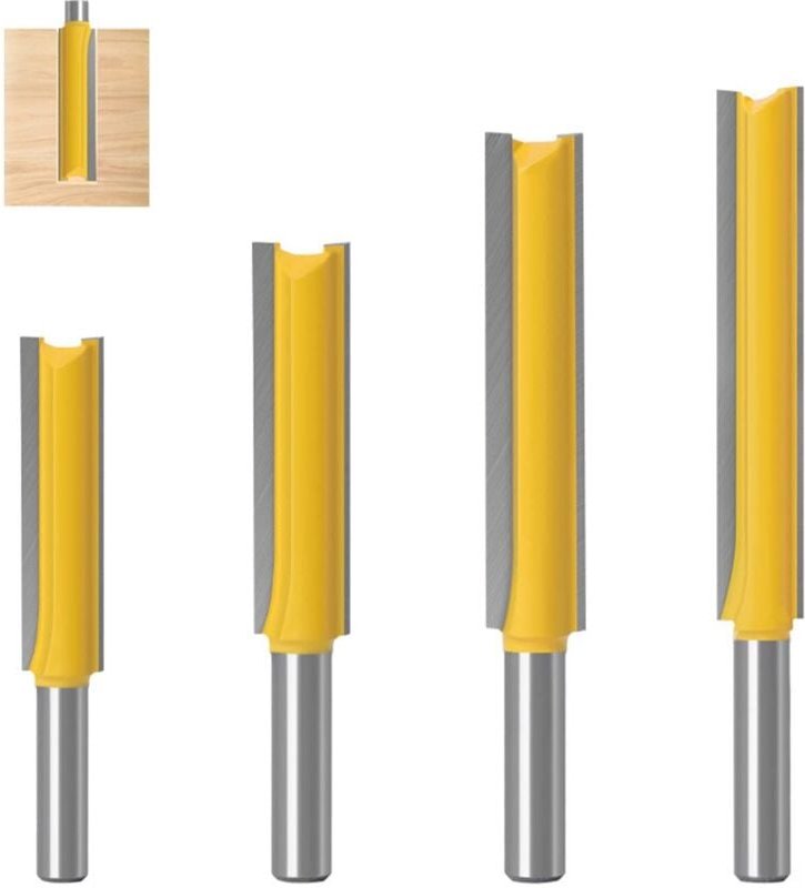 4 Stück 8 mm Schaftfräser, gerader Fräser, Holzbearbeitungsfräser extra lang, Hartmetall-Fräser, Holzbearbeitungsfräser ...