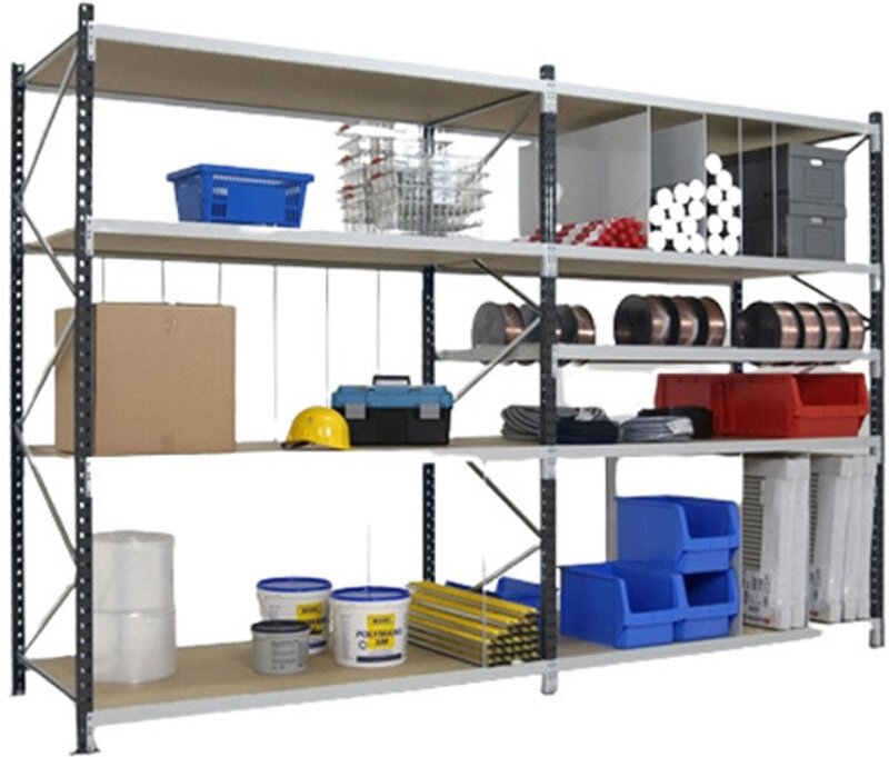 Regale für mittelschwere Lasten 4 Ebenen - Startmodul - 2500x1800x800mm - Belastung 384kg/Ebene - RAYOML/4N/1880/D1