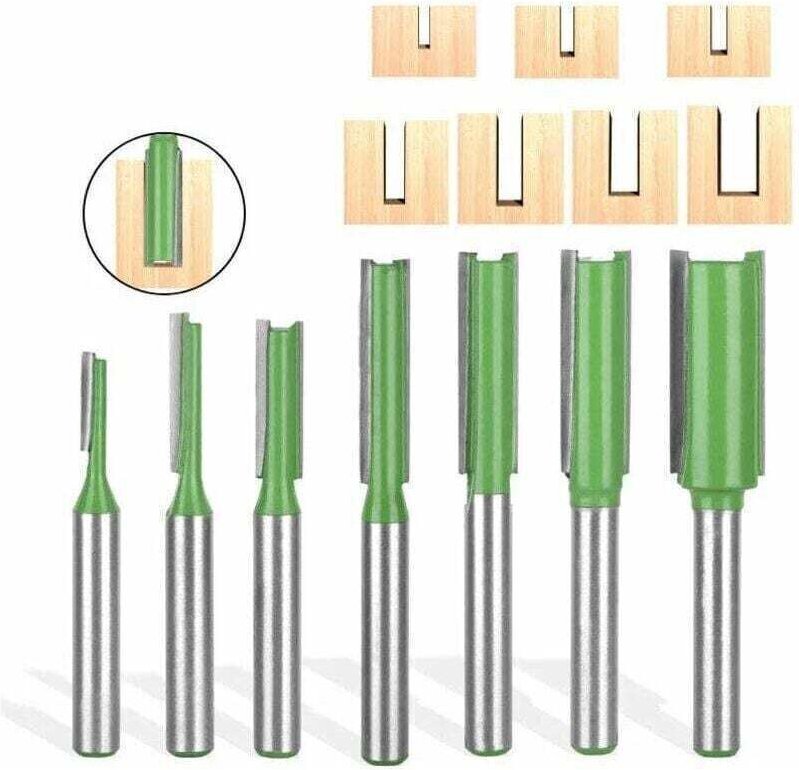 Linghhang - 7-teiliger gerader Fräser, ein- und doppelschneidiger gerader Fräser für die Holzbearbeitung, 6-mm-Holzfräse...