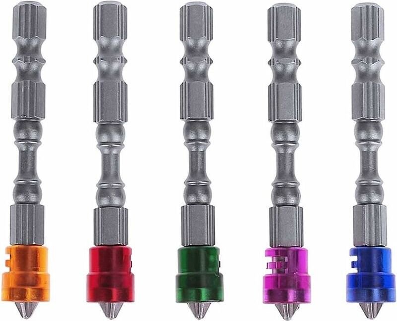 5 Stück magnetischer Trockenbau-Schraubendreher-Bit PH2, Sechskantschaft, rutschfest, magnetischer Sechskantschaft, magn...