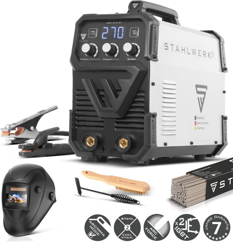 STAHLWERK Schweißgerät ARC 270 ST DC Vollausstattung mit echten 250 Ampere
