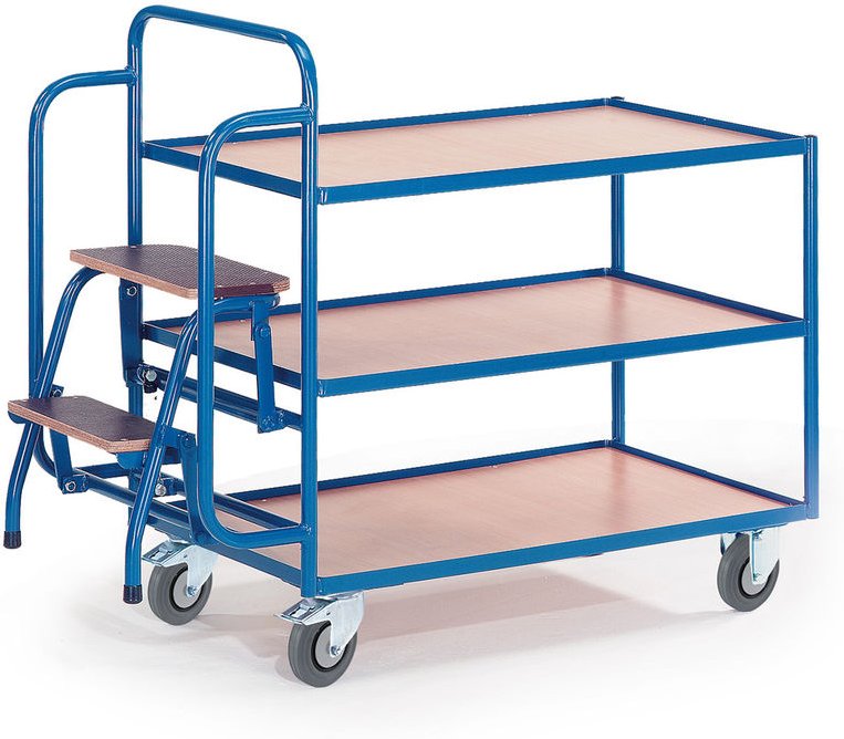 Rollcart Kommissionierwagen 1135mm hoch mit 2 Trittstufen und 2 Etagen 990x590mm
