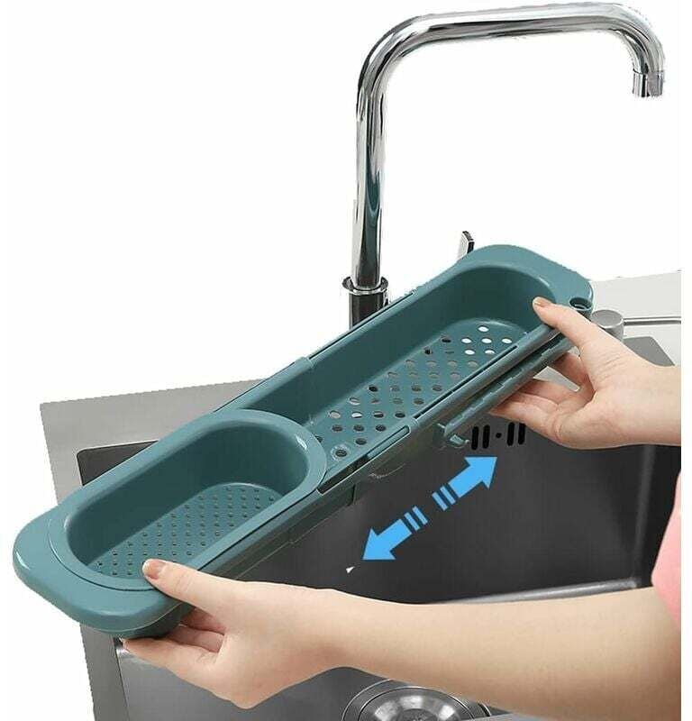 Aufbewahrungsregal für die Küchenspüle mit ausziehbarem Teleskophalter und Schwammkorb, 1 Stück