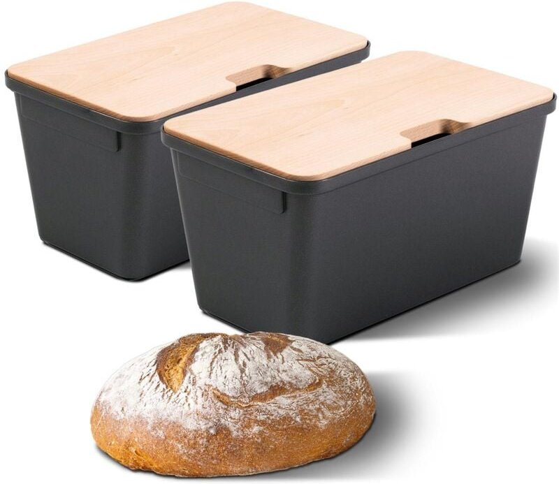 Novaliv - 2x Dose Brotbox mit Holzdeckel