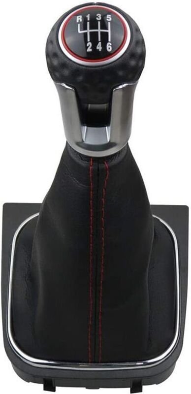 CHOYCLIT Innenzubehör, 6-Gang-Schaltknauf, Gamaschen-Kofferraumabdeckungssatz, Schaltknauf für Golf 5 6 MK5 MK6 GTD R32 ...