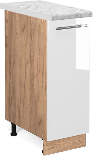 Vicco - Küchenschränke Fame-Line, Weiß Hochglanz, 30 cm , ap Marmor