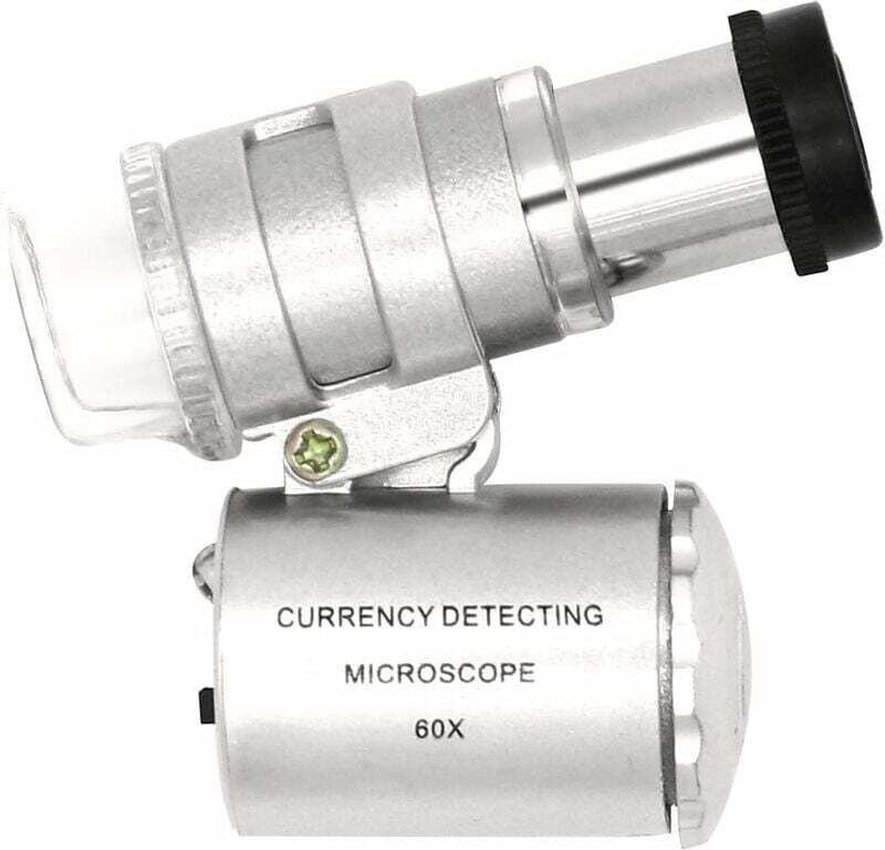 60-fache LED-Taschenmikroskop-Lupe, verstellbare Mini-Lupe mit Währungserkennung