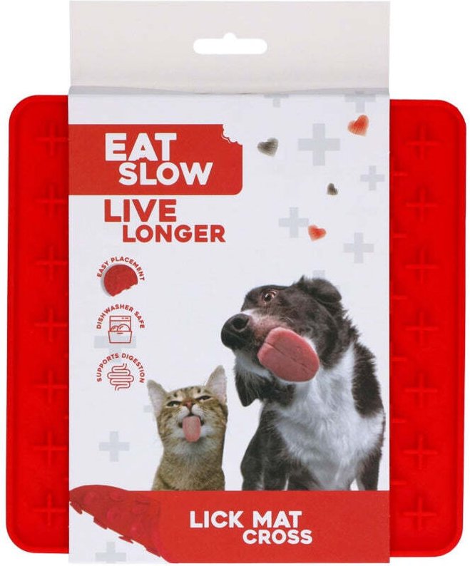 Iss langsam lebe langer lecke mat cross rood