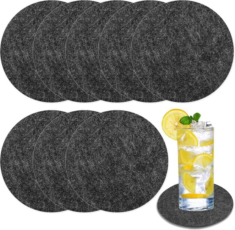 8 Stück große Filzuntersetzer, 15 cm Durchmesser, 3 mm Stärke, runde Filzuntersetzer, rutschfest, hitzebeständig, anthra...
