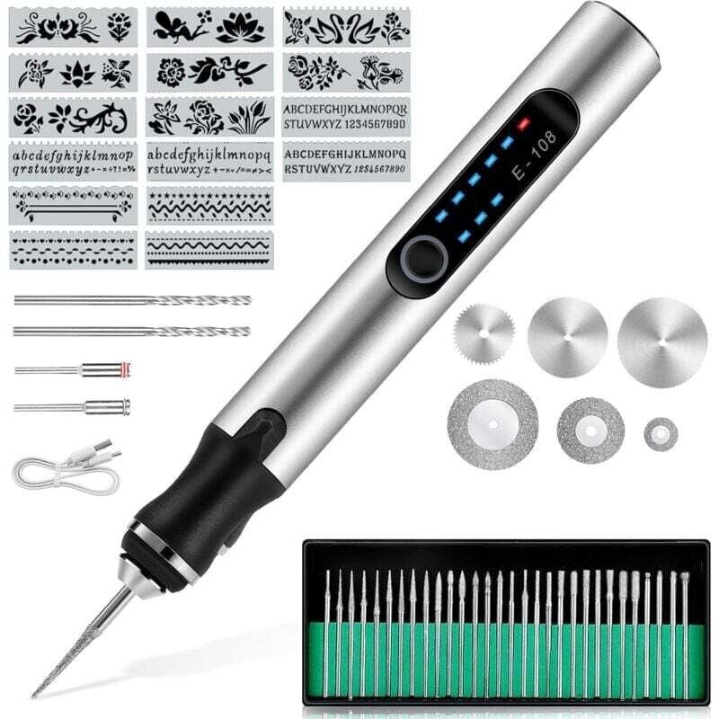 Thumbnail - Kabelloser elektrischer Gravierstift, wiederaufladbares USB-Gravierwerkzeug-Set, Mini-Gravierwerkzeug, tragbarer DIY-Rot...