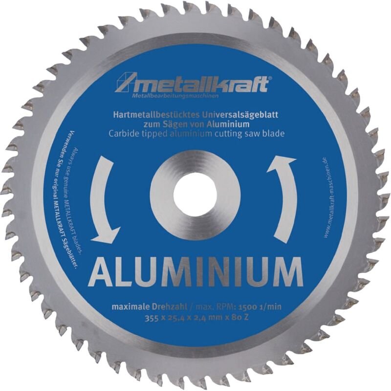 Metallkraft - Metallkreissägeblatt Aluminium Sägeblatt-Ø 355 mm Breite 2,4 mm - 3853502