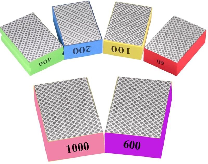 6 Stück Glass Schleifer,Diamant Handschleifpad, glas politur Polierpads für Steinkeramikfliesen Glas Schleifen Trimmen,6...