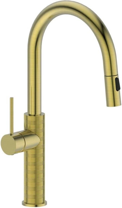 Sapho Wasserarmaturen - Spültischarmatur, mit ausziehbarer Brause, Gold matt FR576GB