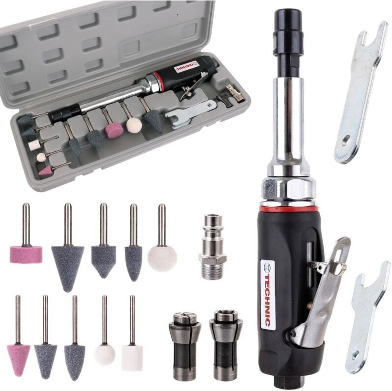 Pneumatischer Schleifmaschine Mit Zylinderschaft, 6 Mm, Steinsatz, Koffer