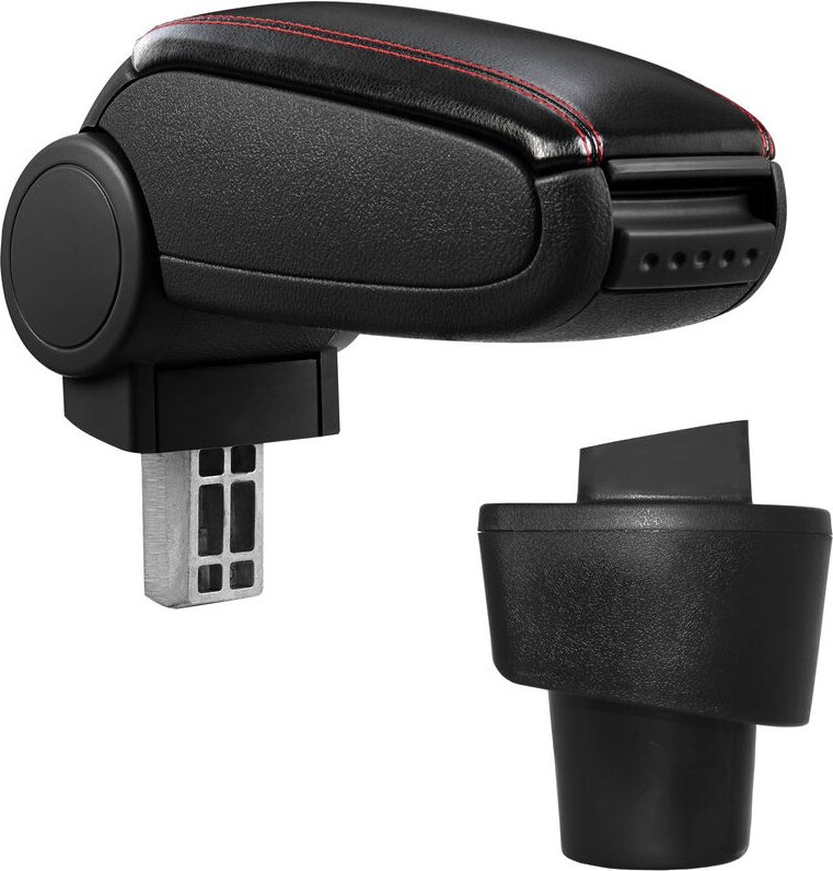 Mittelarmlehne Renault Twingo 3 mit Staufach Kunstleder Schwarz mit roten Nähten pro.tec