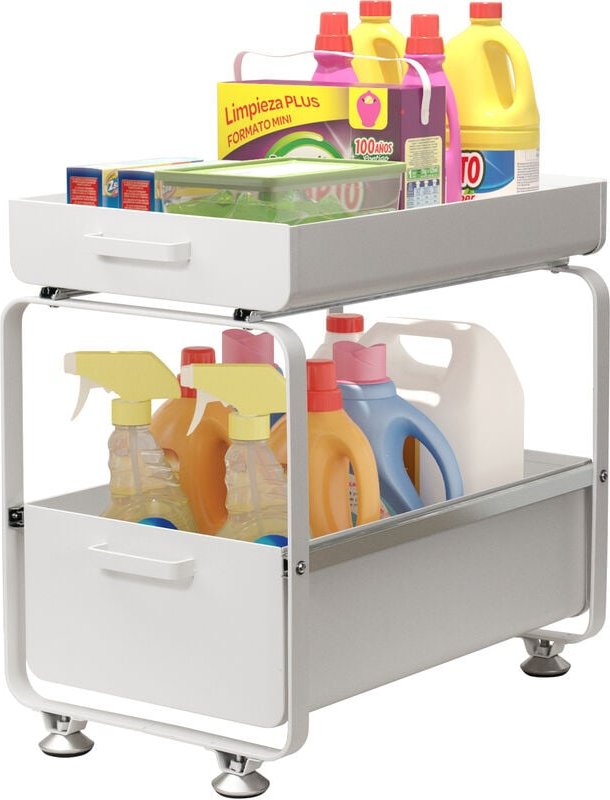 2 Ebenen Unter Waschbecken Regal, Herausziehbarer Spülschrankregal, Aufbewahrung von Schubladen, für Badezimmer Küchen, ...