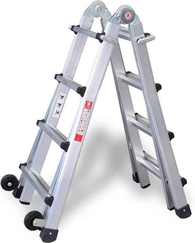 Euroline Premium 31621 Vario-Klappleiter mit Rollen 4x5 Sprossen