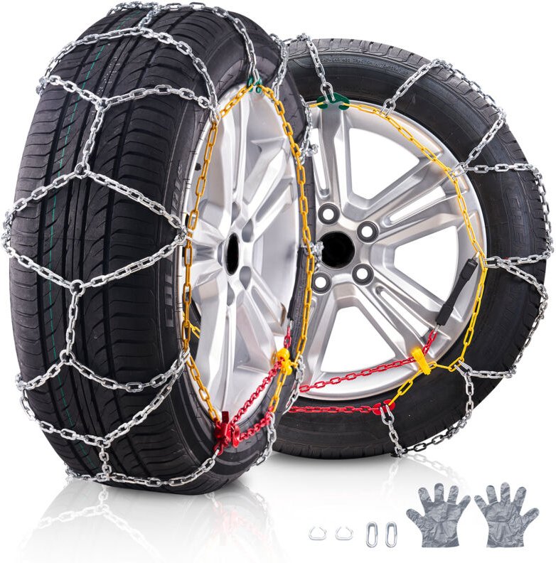 Schneeketten Reifenketten aus Mangan-legierter Stahl, Notfall-Traktionsketten, 2 Stk. 625/650 mm Universal Auto Schneeke...