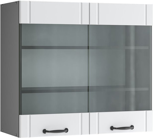 Vicco - Küchenglasschrank Fame-Line, Weiß Landhaus, 80 cm