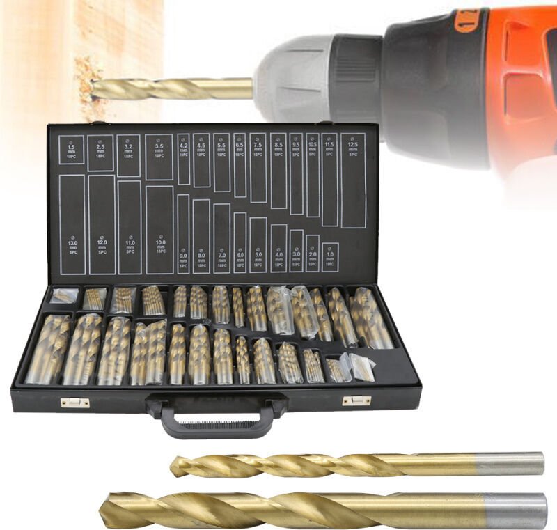 Vingo - swanew 230 Teiliges Metallbohrer Set 1-13mm Spiralbohrer Satz Titan beschichtet DIN338 Stahlbohrer hss Spiral-Bo...