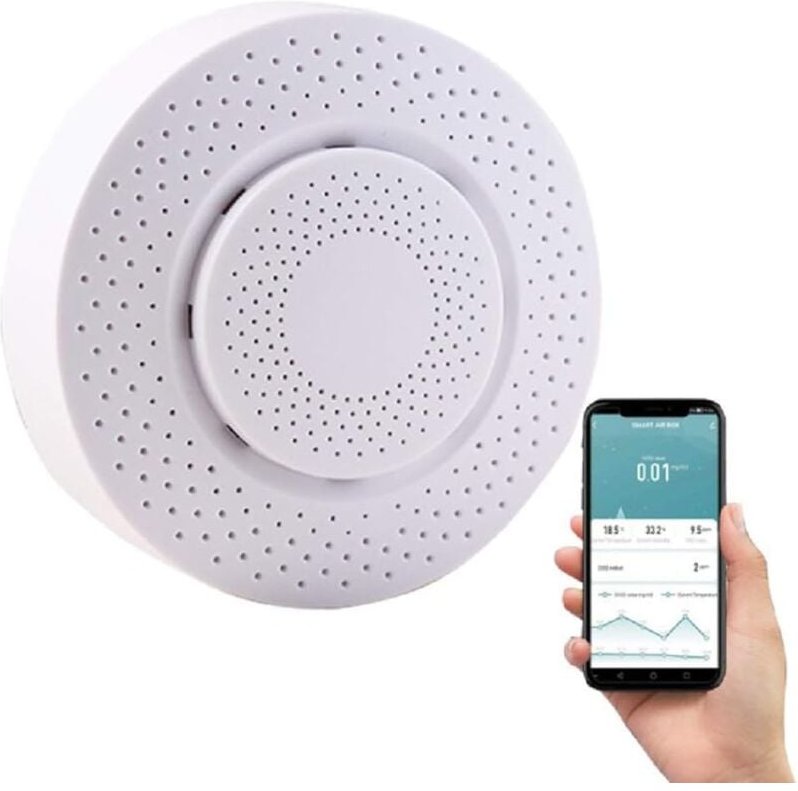 Smart Air Box 5-in-1-Smart-Luftqualitätsdetektor Echtzeit-Formaldehydtest voc CO2 Temperatur Luftfeuchtigkeit APP-Fernbe...