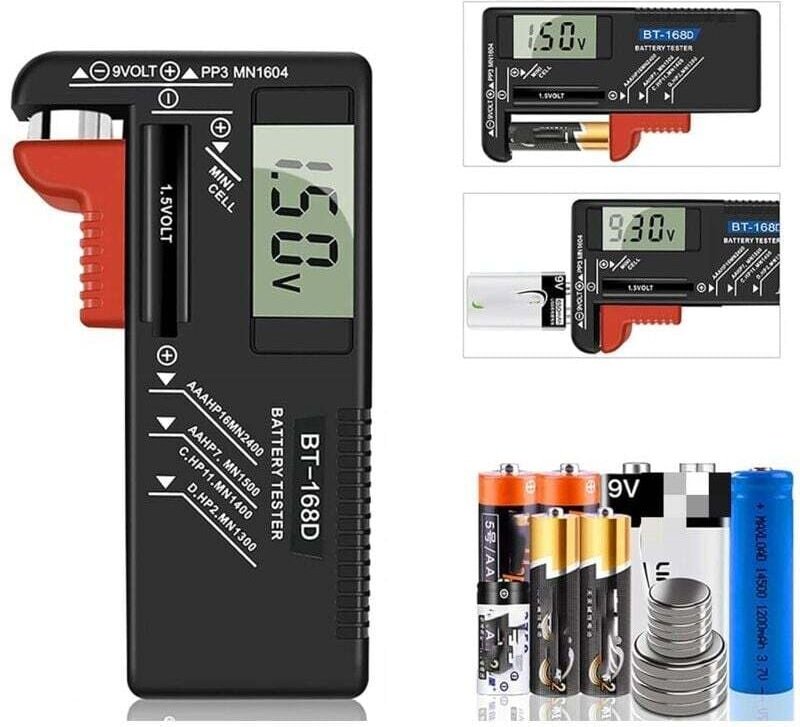 Ymyny - Digitaler Batterietester, Universal Batterietester, Batterietester, für aa, aaa, c, d, PP3, 9V, 1,5V, Knopfzelle...