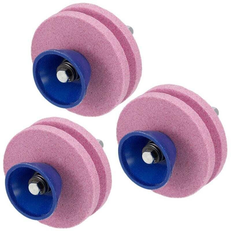 Langlebiger Rasenmäher-Klingenschärfer für Gartengeräte, elektrische Bohrmaschine, doppellagig, 3 Stück (Pink)
