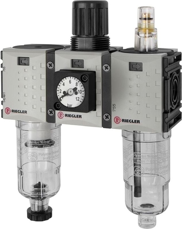 We 3-tlg. »FUTURA-mini«, PC-Beh., Kompaktmano, g 1/4, 0,5-10, ha - Riegler