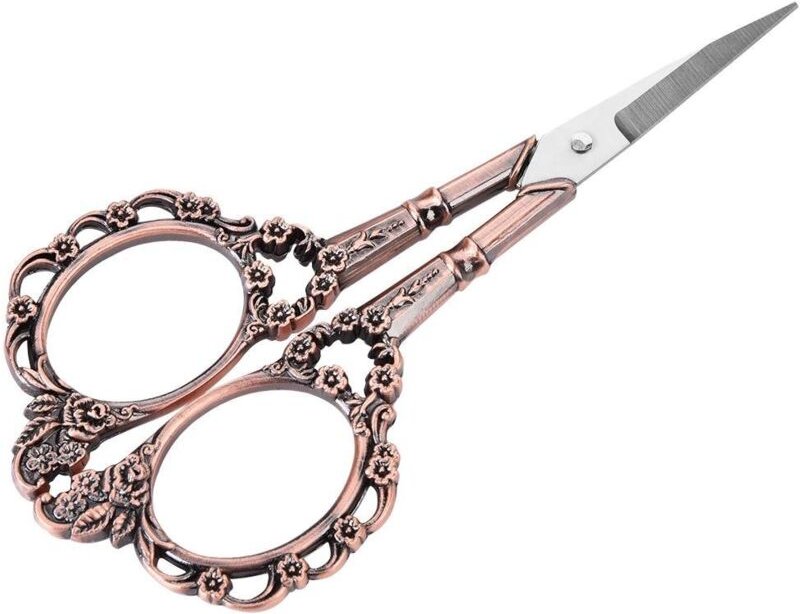 Thumbnail - Edelstahlschere, Vintage-Blumenstickerei, klassische Stickschere, Handschere (Rotbronze)