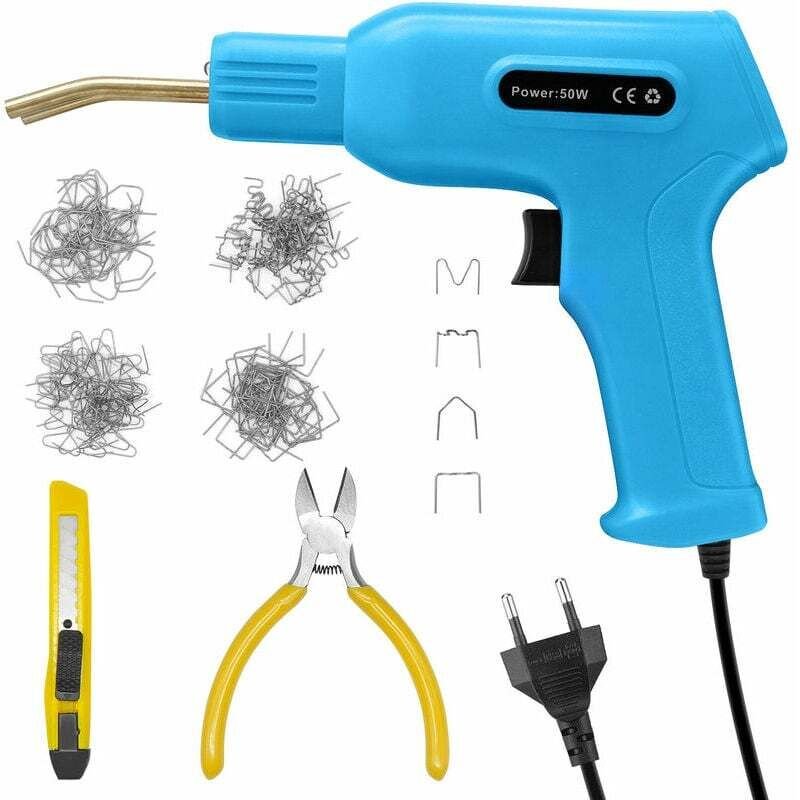Reparaturset für Autostoßstangen, Kunststoffschweißgerät, 50-W-Garagenwerkzeug, Heißhefter, PVC-Hefter (Blaugrün)