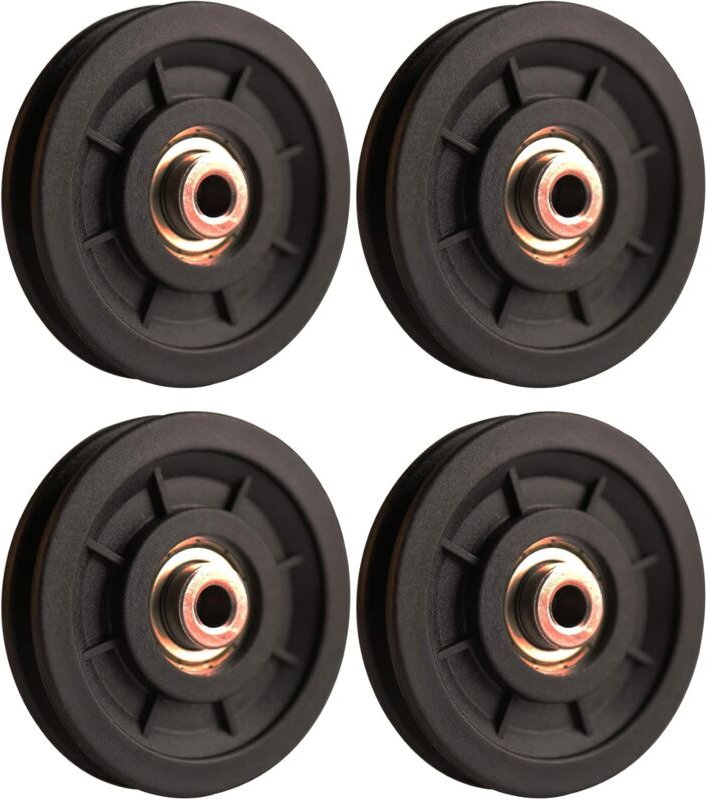 Hebezubehör, 4 Stück 110-mm-Nylon-Rolle mit Lager, Muskelrolle, Universalrad für Kabelmaschinen, Fitnessgeräte, Garagent...
