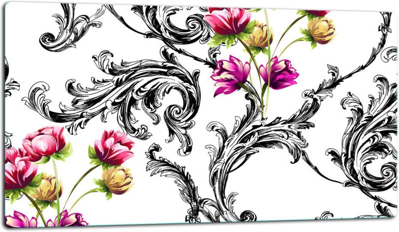 Glasschild Schneidebrett 52x30 Blumen