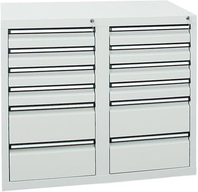 Stumpf Schubladenschrank Serie STS 410, 12 Schubladen lichtgrau (8x100, 4x200mm)