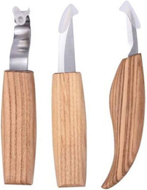 Holzschnitzwerkzeug-Set, 3-in-1-Holzschnitzset, inklusive Hakenmesser für die Holzbearbeitung, Schnitzmesser und Details...