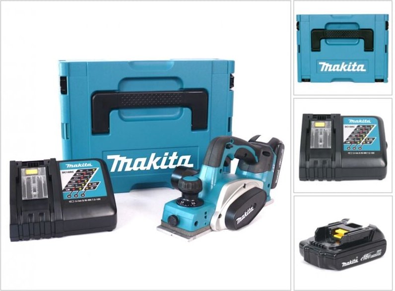 Makita DKP 180 Y1J-D 18 V Akku Hobel im MAKPAC inkl. BL 1815 N Akku + DC18RC Ladegerät
