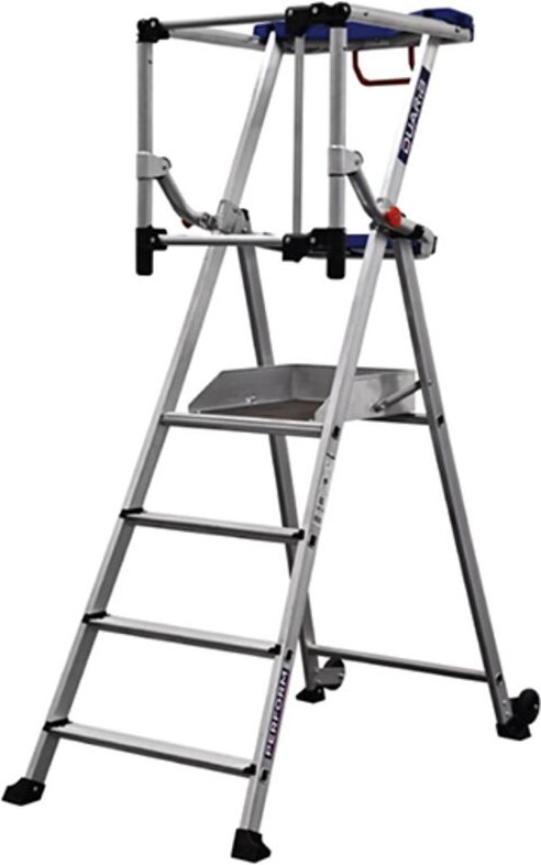 Matisère - Podesleiter Aluminium 4 Stufen - Max. Arbeitshöhe 2.95m - PIRLF4-P/ALU