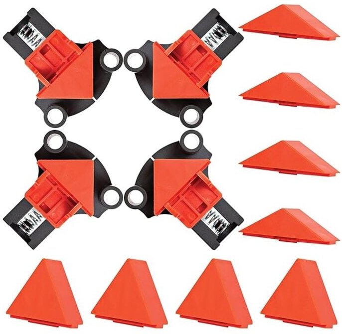 Thumbnail - 4er-Pack Eckklemmen für die Holzbearbeitung – 4 rechtwinklige Klemmen, einstellbar auf 60, 90 und 120 Grad – Eckklemmen-...