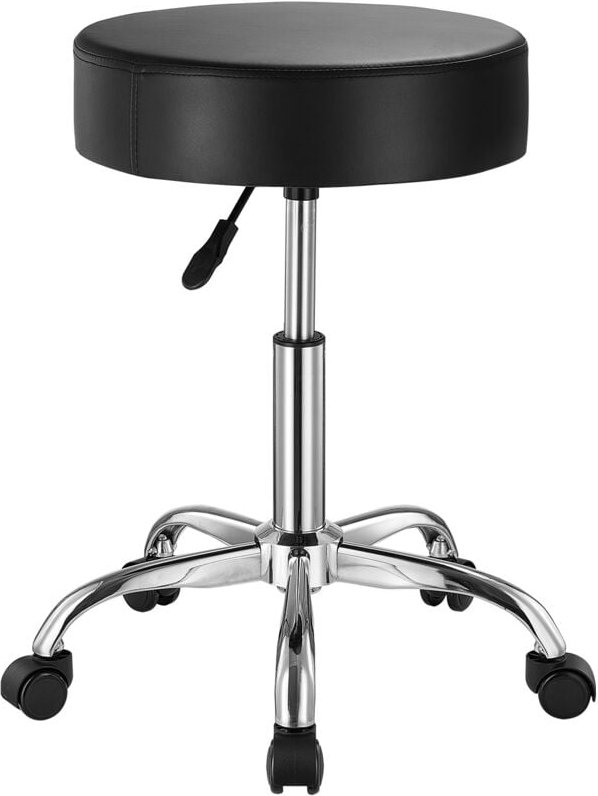 Thumbnail - Sattelhocker Rollhocker 204 kg belastbarer höhenverstellbarer (55-71 cm) Drehhocker Arbeitshocker PU-Leder-Drehsattelstu...