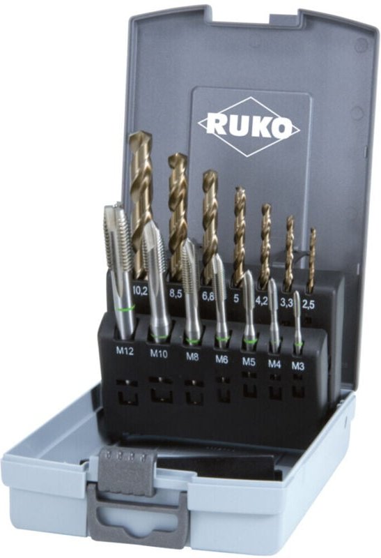 Ruko - 14-teiliger Maschinengewindebohrer-Satz hss Co 5 Form b