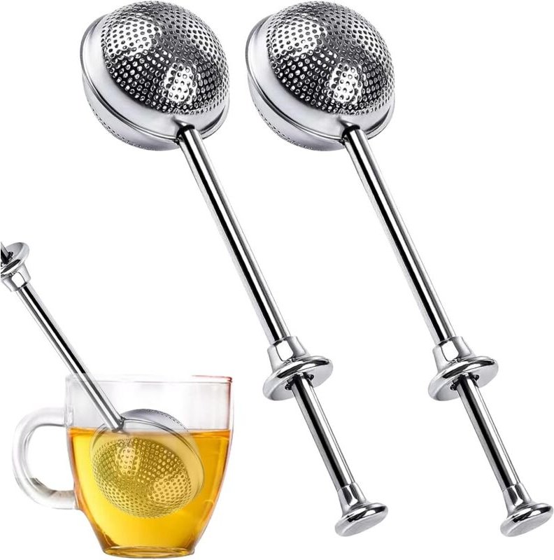 Thumbnail - 2er-Set Tee-Eier aus Edelstahl mit langem Griff – Tee-Ei, Tee-Ei, Teefilter, Teefilter für Teetasse - Lntyq