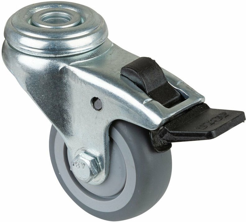 Bs Rollen - bs-r Lenkrolle 50mm m Feststeller Gummirad grau Kugell.,Rückenloch Tragkr. 50kg