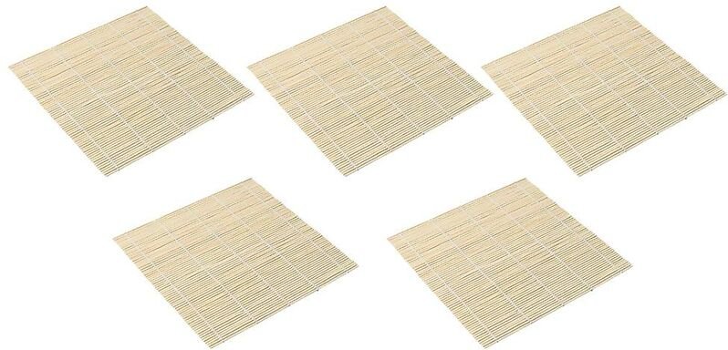 Woosien - 5 Stück Rollmatte aus natürlichem Bambus, 24,1 x 24,1 cm, wiederverwendbarer Formroller