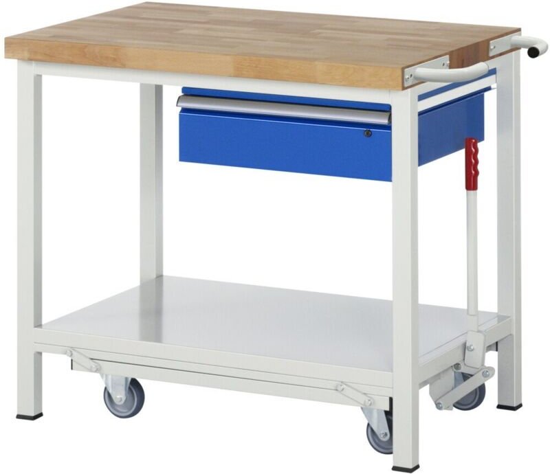 Werkbank mit absenkbarem Fahrgestell Modell 8001 b 1000 x t 700 x h 880mm - RAU