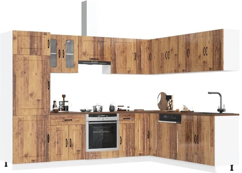 14-tlg. Küchenschrank-Set Kalmar Altholz-Optik Holzwerkstoff Vidaxl