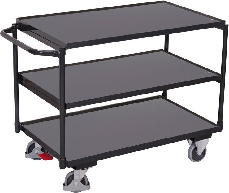 VARIOfit Tischwagen mit Schiebegriff und 3 Ladeflächen 835x495mm Anthrazitgrau